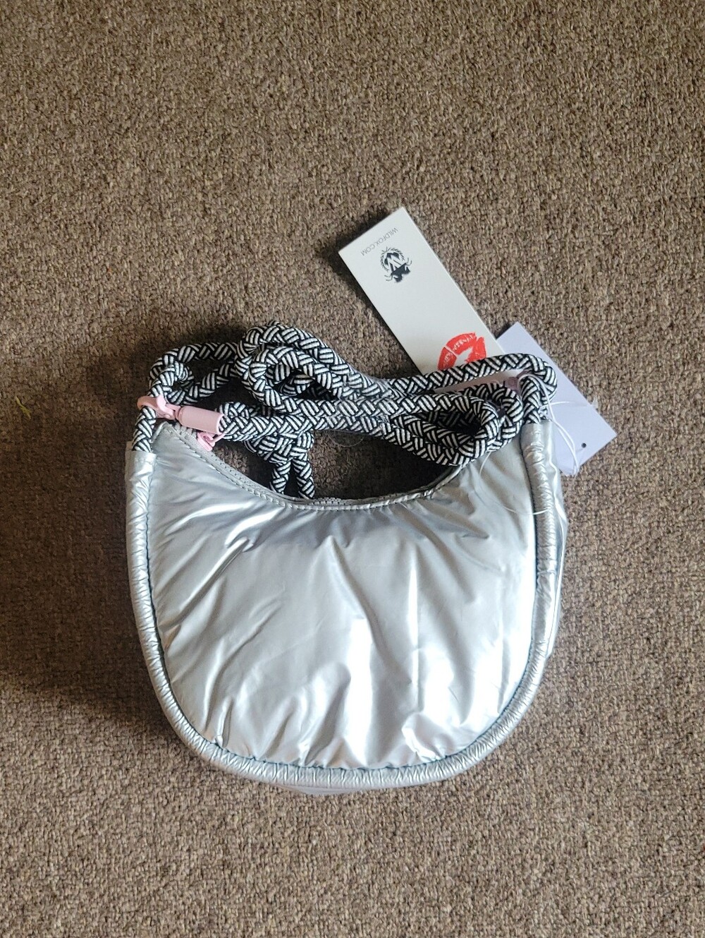 NWT Wildfox Metallic Liquid Gray Crossbody Sac Bandouliere Handbag Purse
